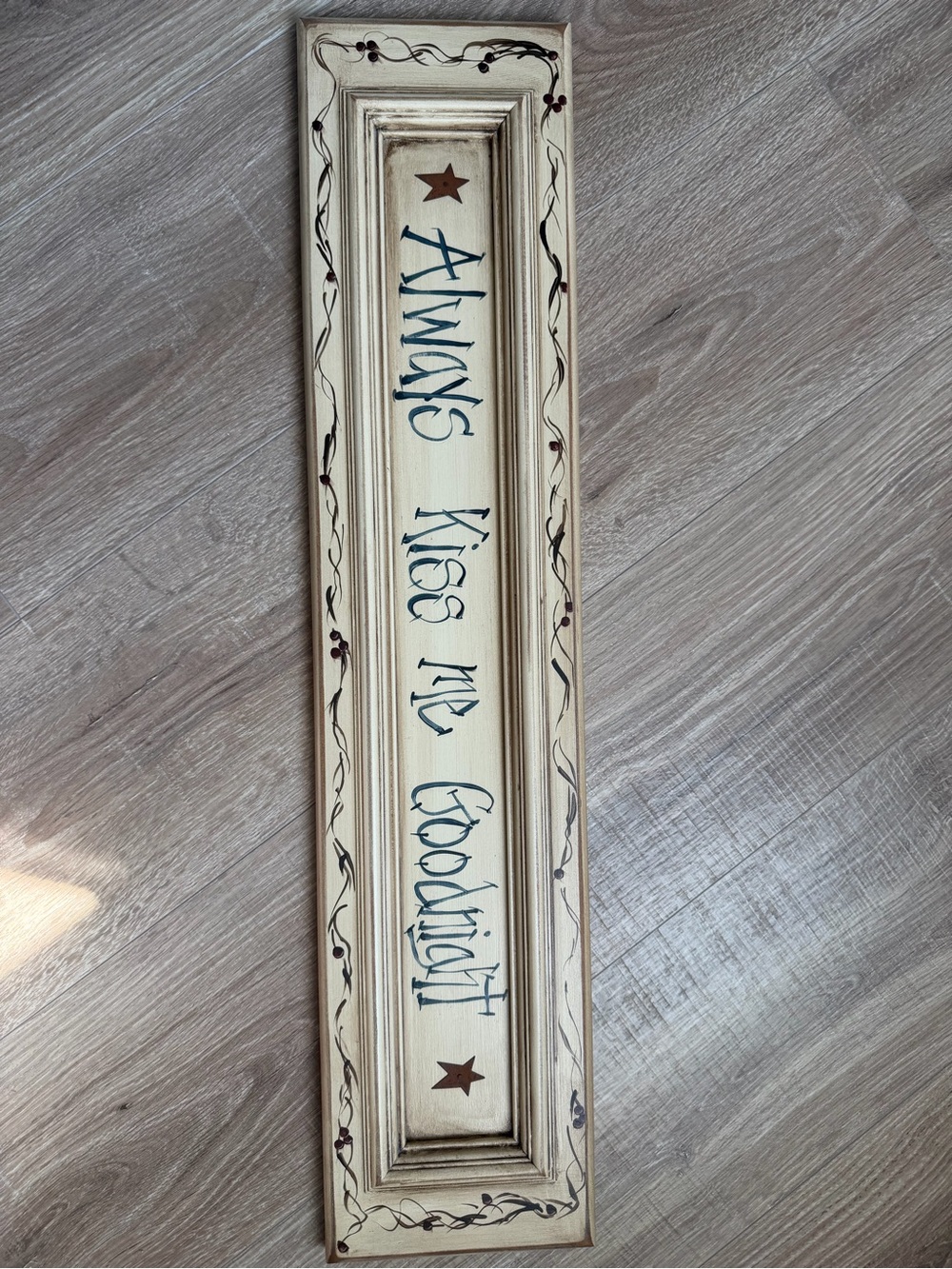 Hand Crafted Always Kiss Me Goodnight Cream Wall Sign